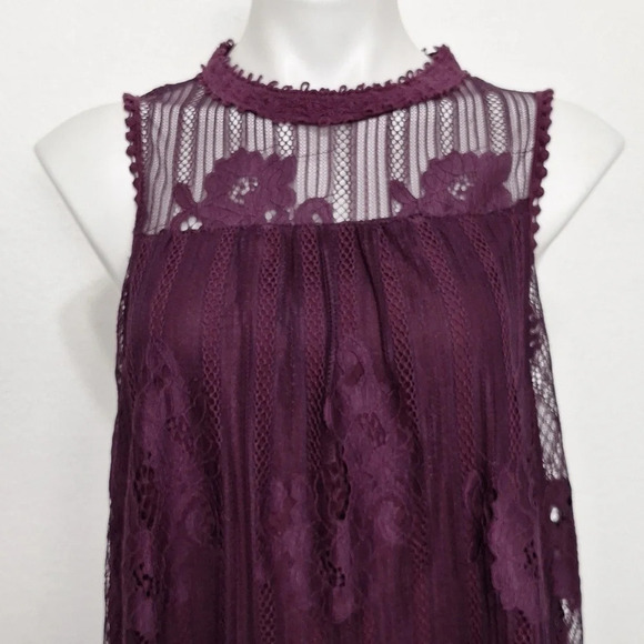 Taylor & Sage Whimsygoth Mesh Witchy Embroidered Lace Babydoll Purple Top Size L - Picture 2 of 10
